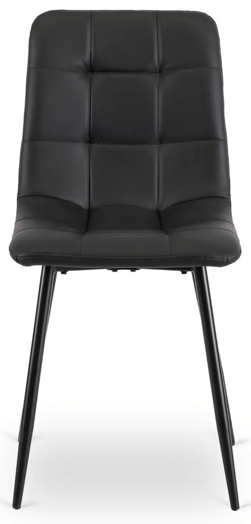 Zestaw Stół Okrągły LINO 100 cm Dąb Rustykalny/Czarny i 4 Krzesła DALVIN Czarne Ekoskóra Nowoczesne Loft