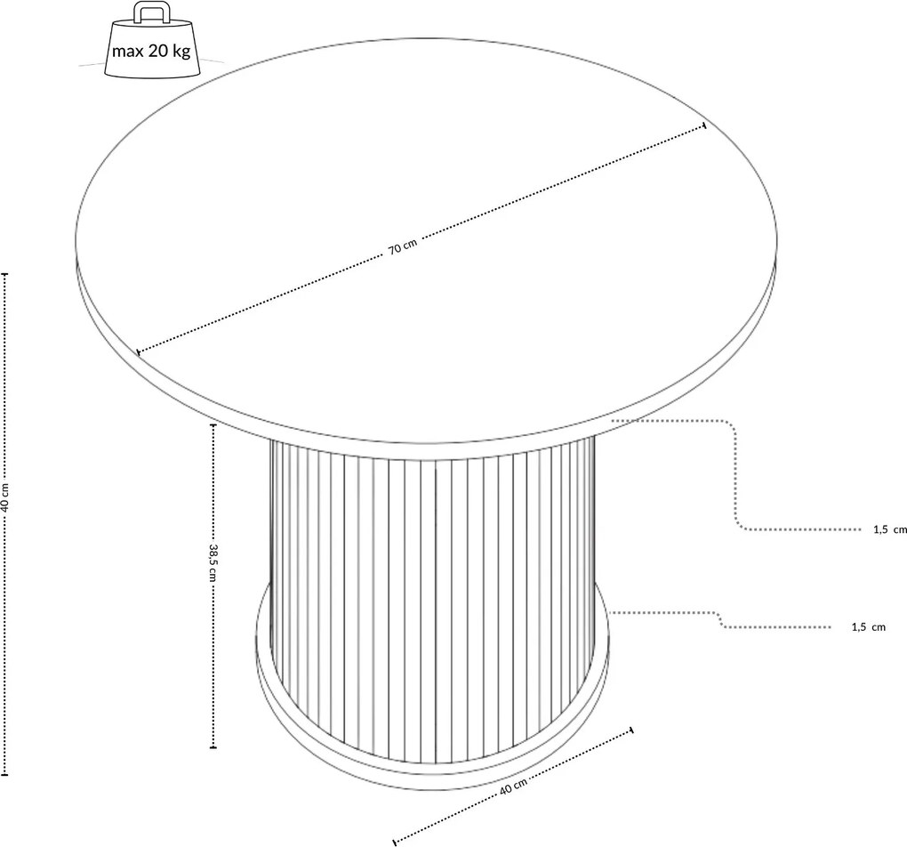 Stolik kawowy ryflowany SCAVA, Ø 70 x 40 cm