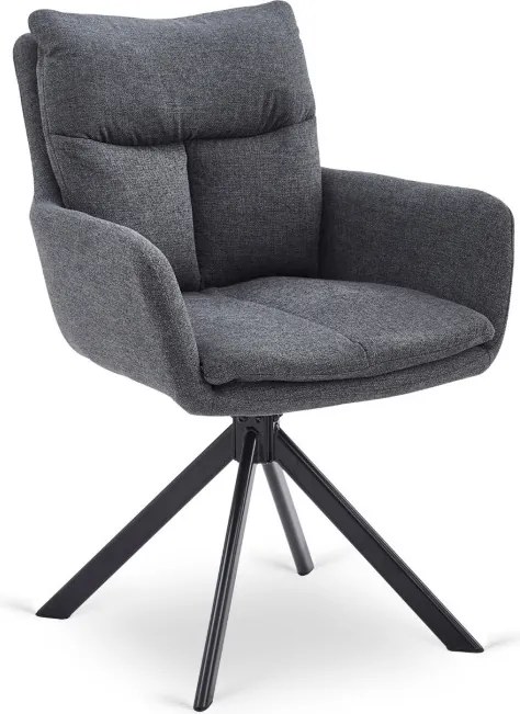 Krzesło Tapicerowane Obrotowe do Salonu PAUL Ciemnoszare Nowoczesne