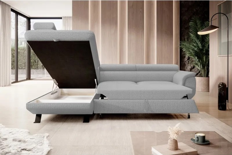 Narożnik RAVEN L Lewostronny wolnostojący z funkcją spania tkanina ARAGON 83 Popielaty WERSAL