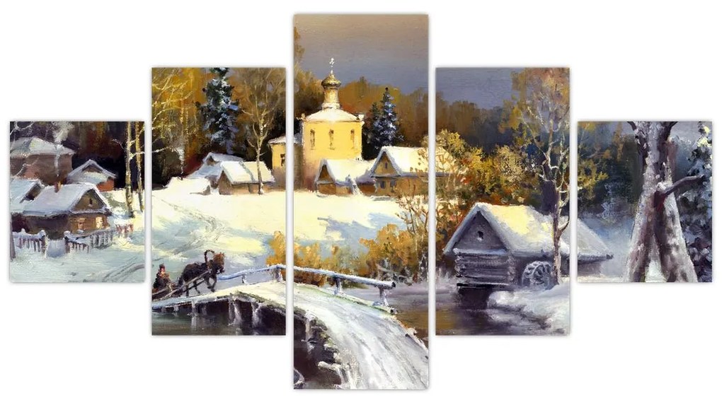 Obraz - Zimowe miasteczko (125x70 cm)