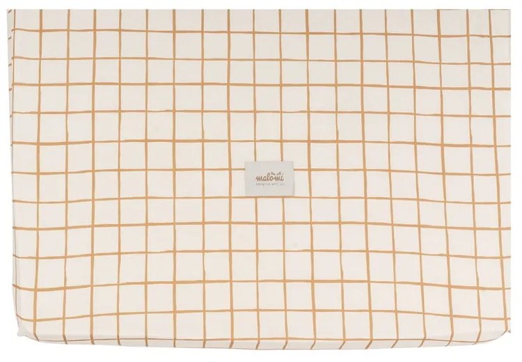 Bawełniane dziecięce prześcieradło z gumką do łóżeczka 80x160 cm Camel Check – Malomi Kids