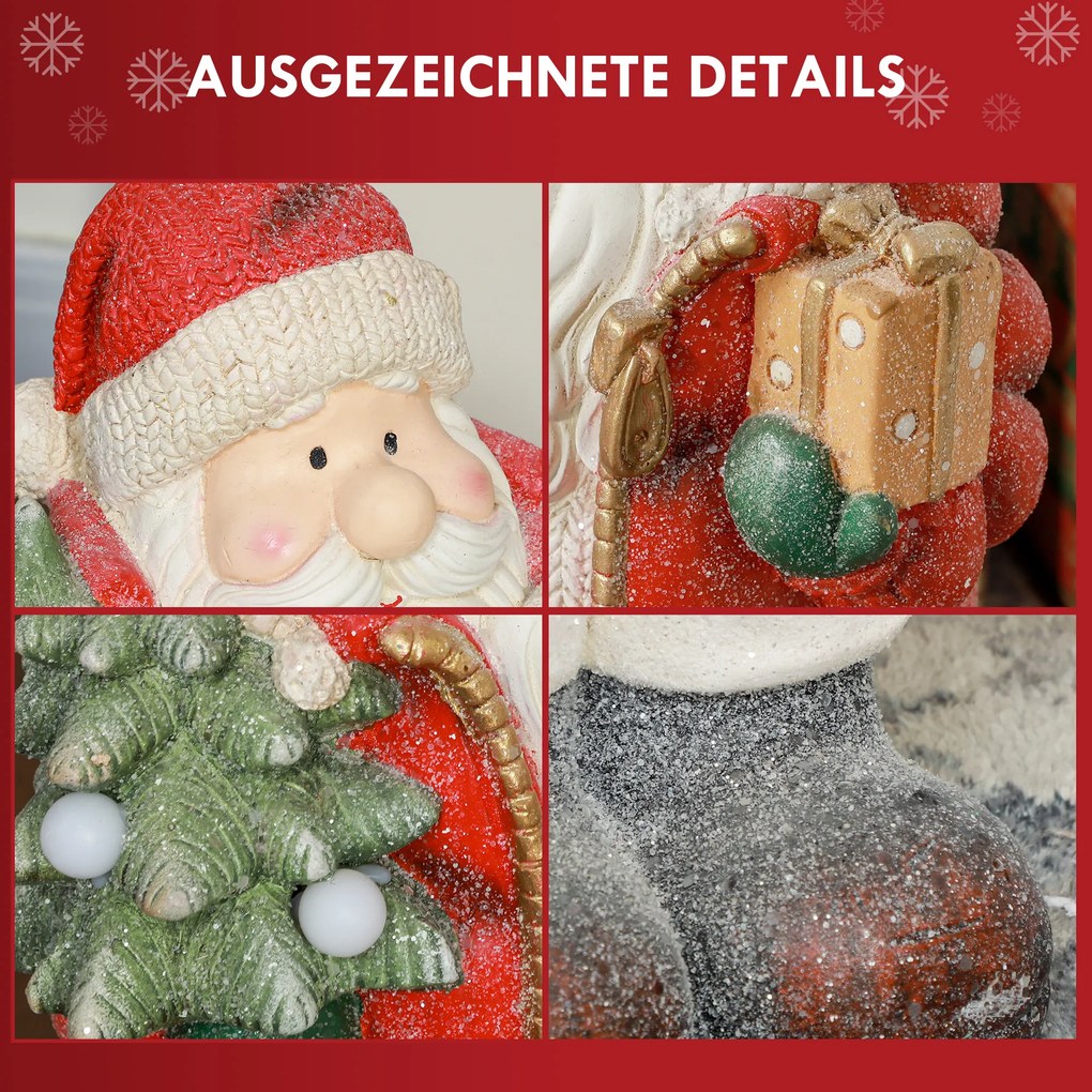 HOMCOM Figurka świąteczna z choinką i prezentem, 3 ciepłobiałe LEDy, na baterie, 50 cm | Aosom PL