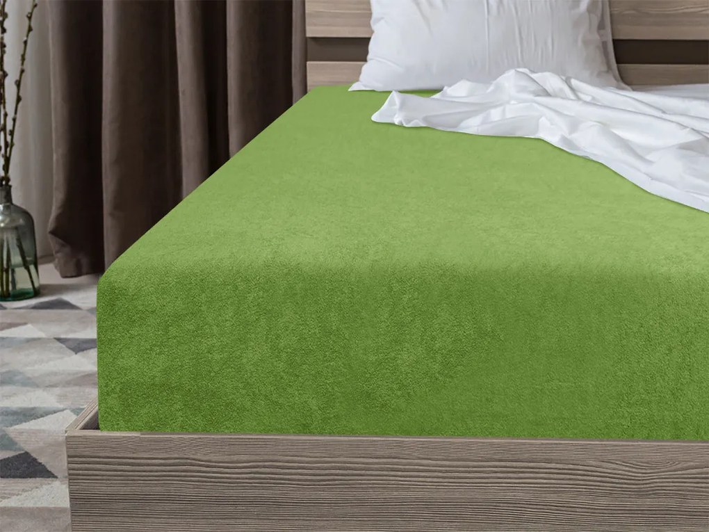 PrzytulneMieszkanie.pl Prześcieradło frotte EXCLUSIVE zielone 200x220 cm
