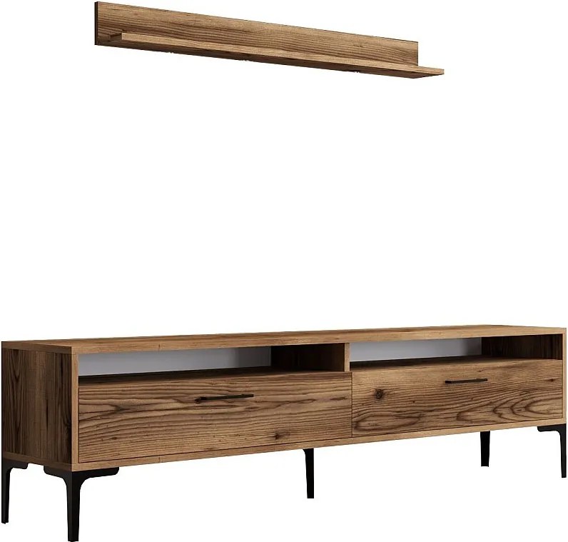 Stojak pod TV – 180 cm – Orzech – Płyta wiórowa pokryta melaminą