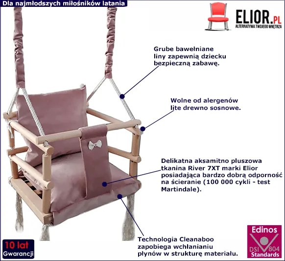Różowa huśtawka dla dziewczynki - Naomi 3w1