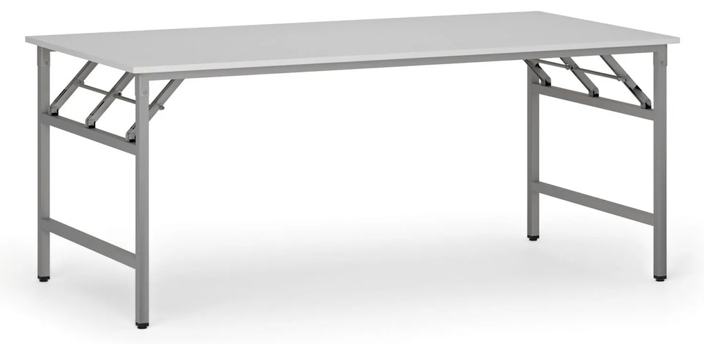Stół konferencyjny FAST READY, 180x90 cm, szaro-srebrna podstawa, biały