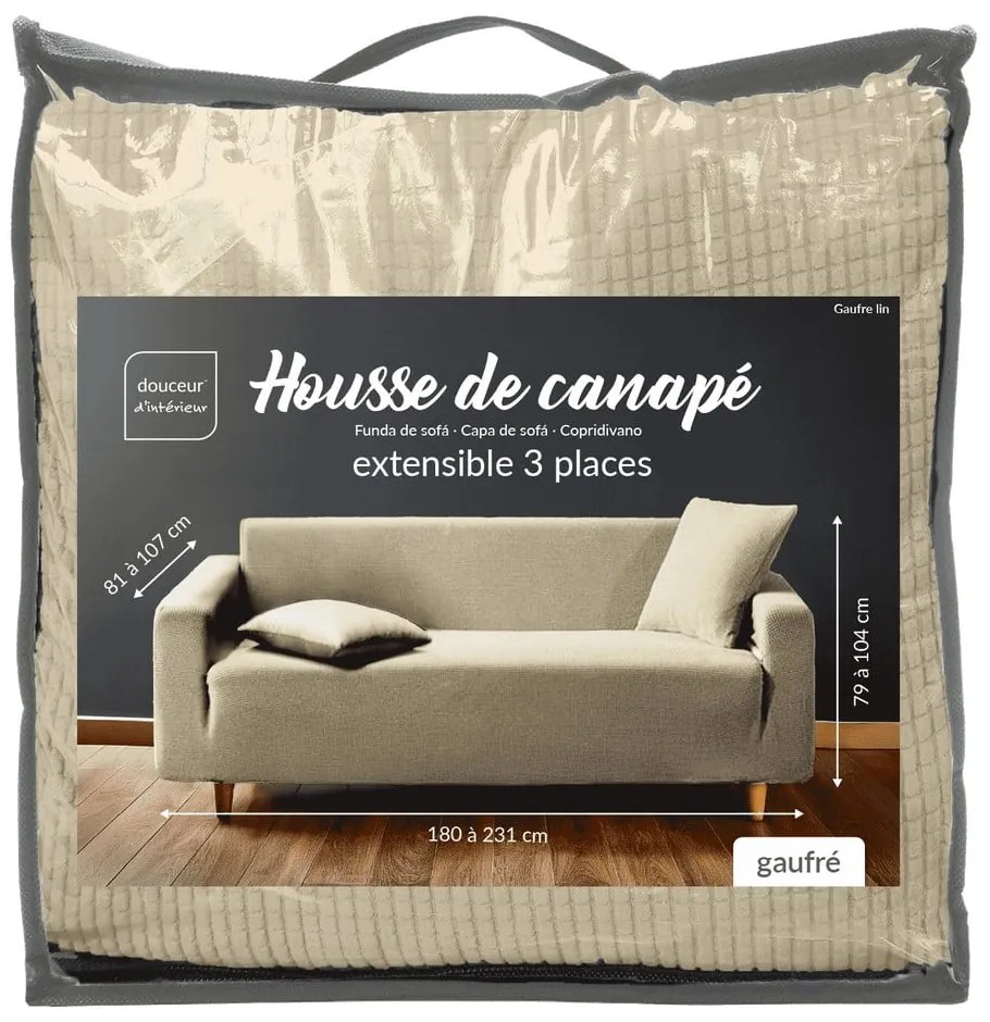 Brązowy elastyczny pokrowiec na sofę 3-osobowy Sacha – douceur d'intérieur