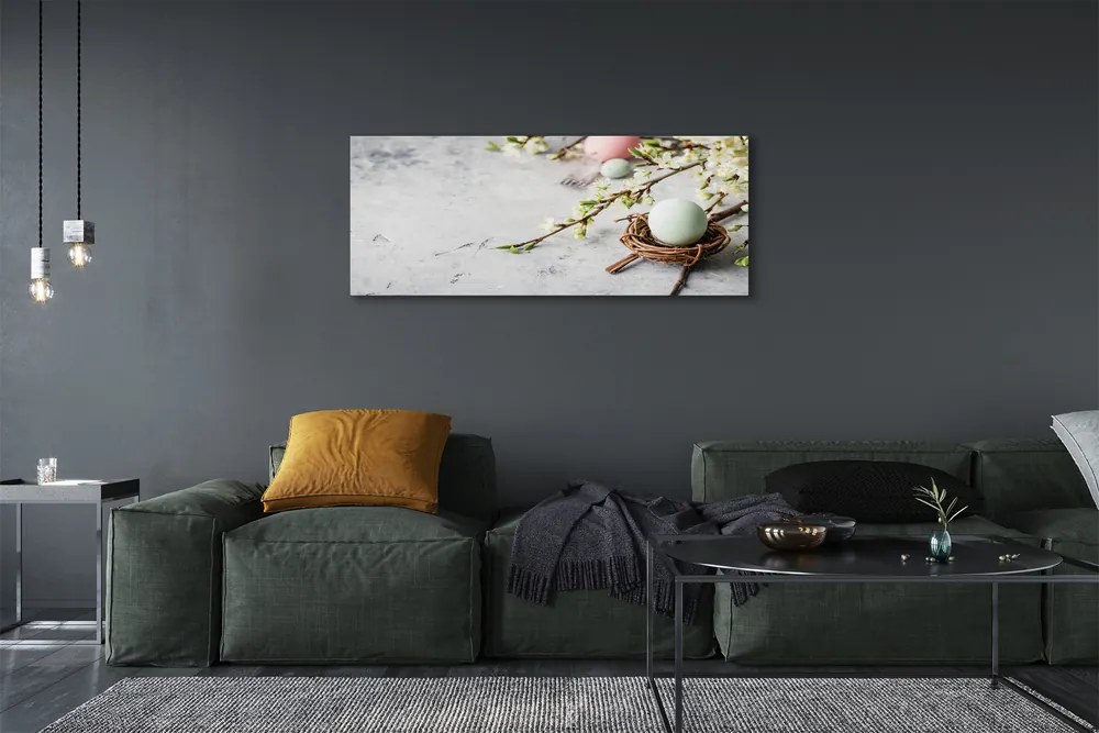 Duży obraz na płótnie Kwiaty i Jajka Wielkanocne