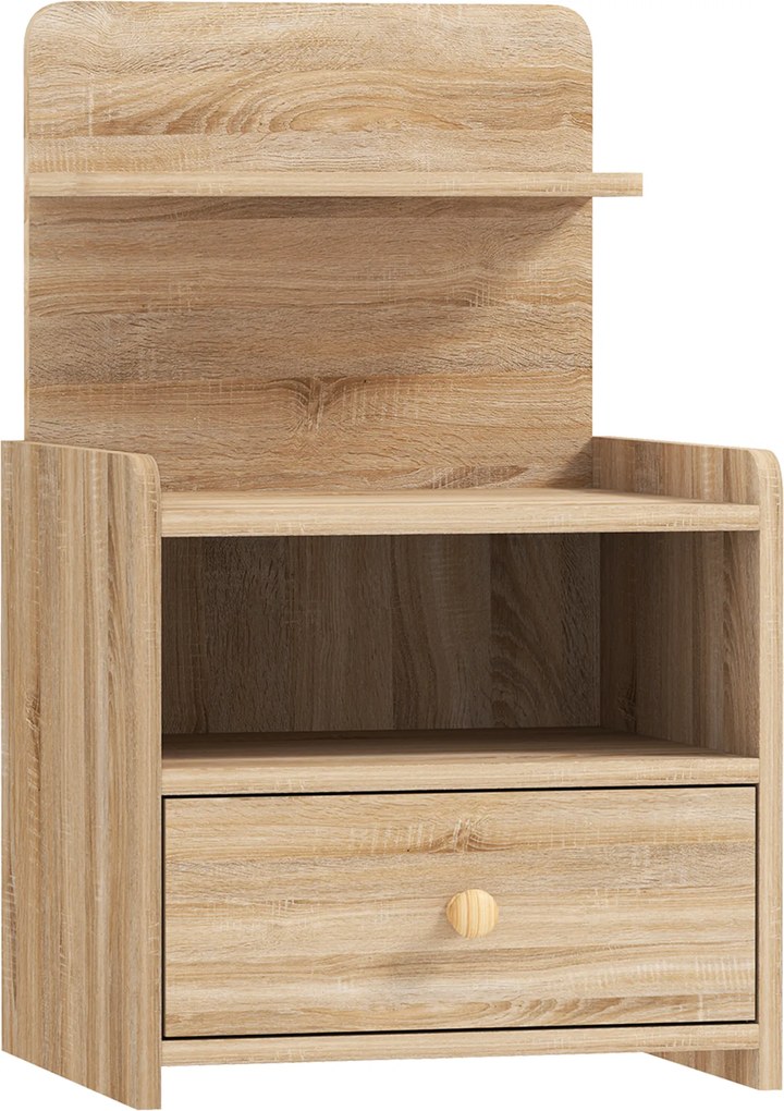 HOMCOM Stolik Nocny z Przestrzenią na Przechowywanie, Kiposzczony, Nowoczesny, Drewno Naturalne