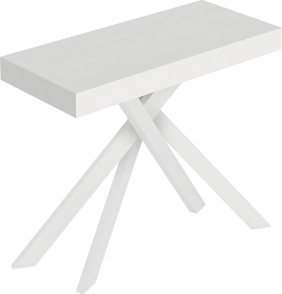 Stół konsolowy rozkładany 90x40/196 cm Saki Small biały jesion białe nogi