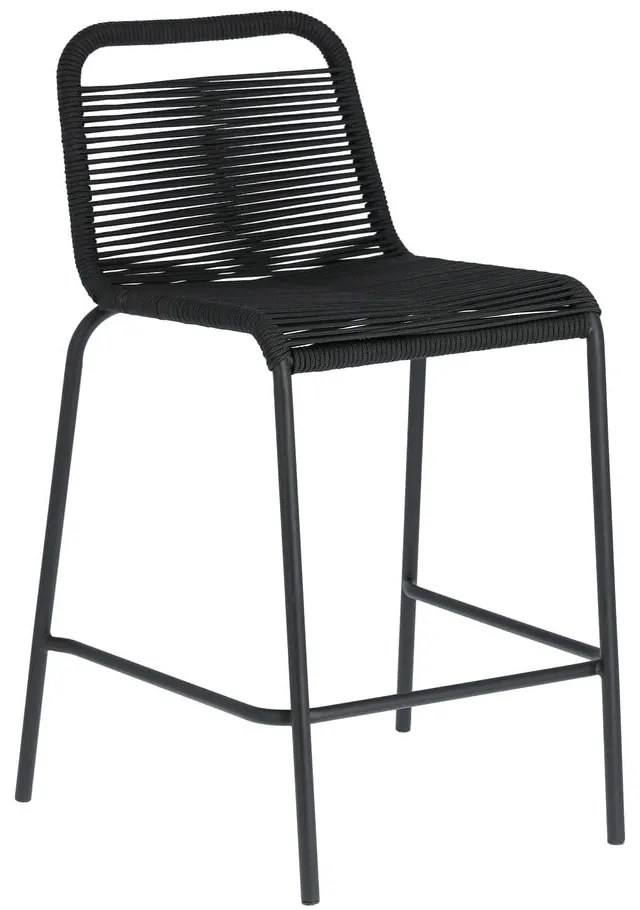 Czarny hoker ze stalową konstrukcją Kave Home Glenville, wys. 62 cm