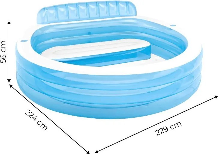 Dmuchany basen ogrodowy 229x224 cm Intex 190 z siedziskiem i oparciem