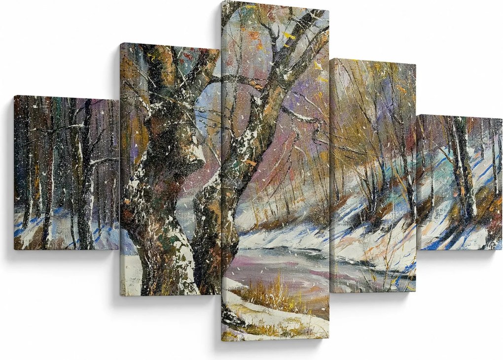 Obraz namalowanego zimowego krajobrazu (125x70 cm)
