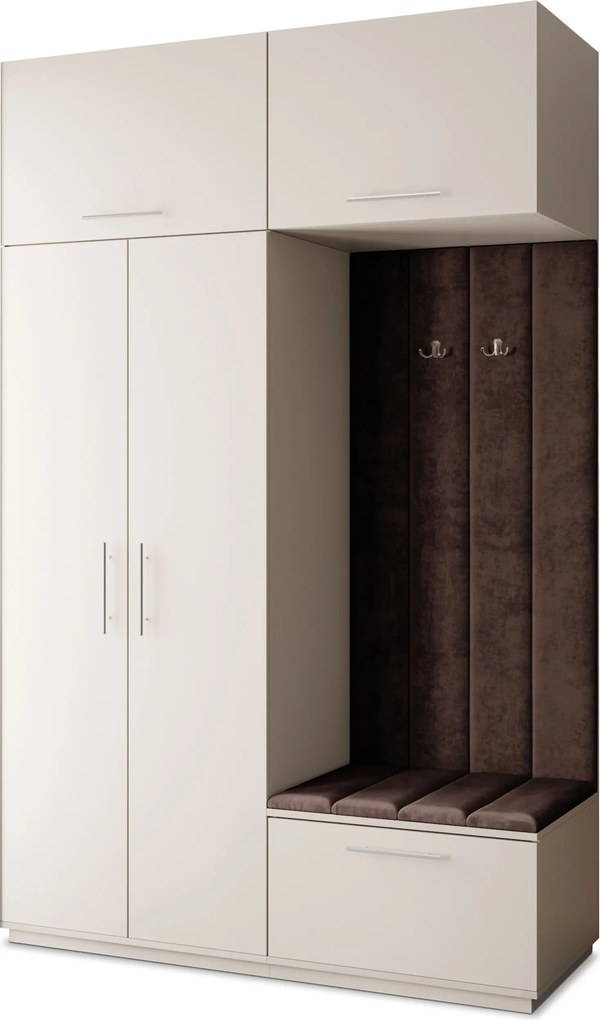 Masseno Garderoba REMA 150/240/60 cm Nowoczesna Szafa do Przedpokoju Kaszmir, MONOLITH 29 (Brązowy)