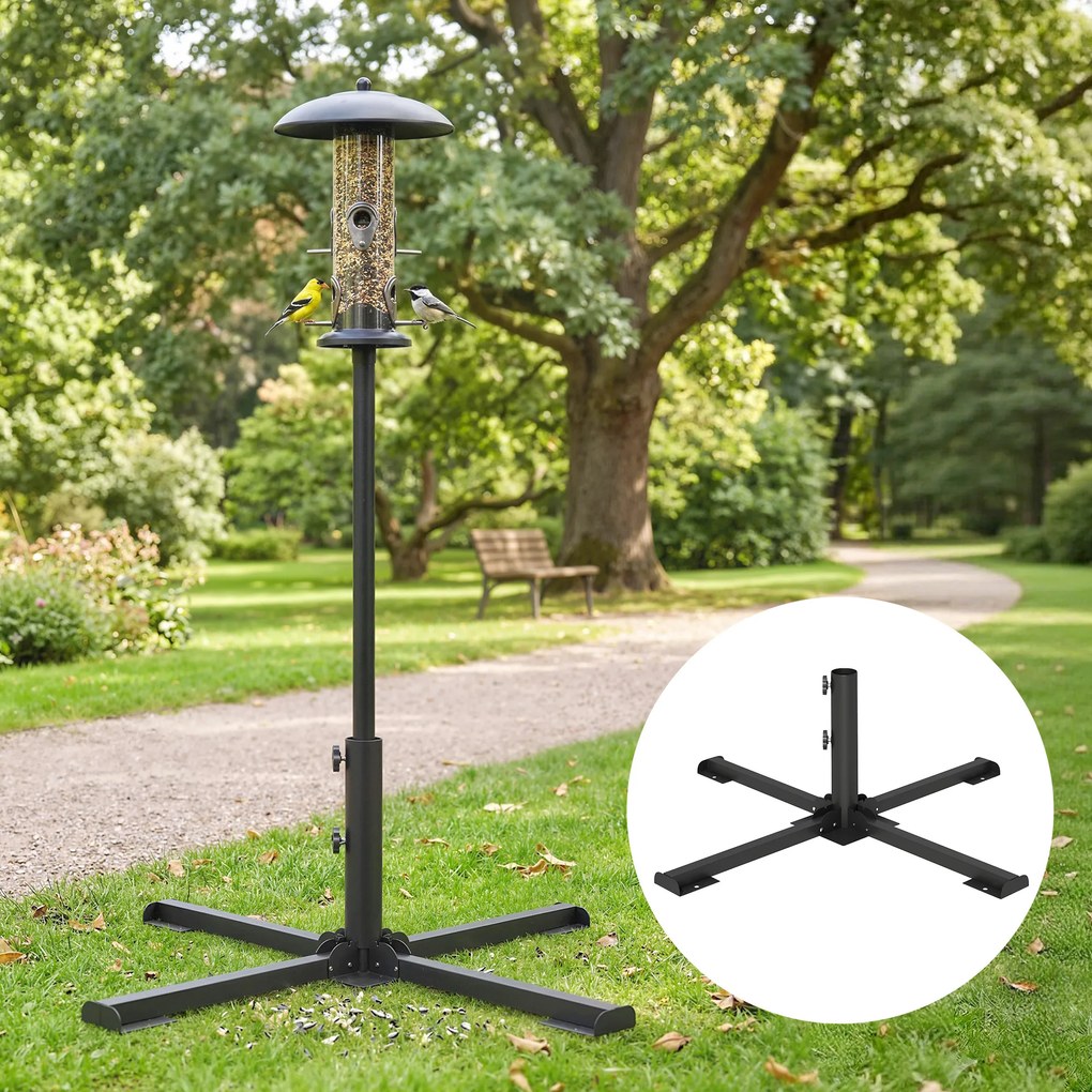 Outsunny Stojak na parasol składany na drążki o średnicy 38 i 48 mm, metalowa podstawa krzyżowa, ciemnoszary | Aosom PL