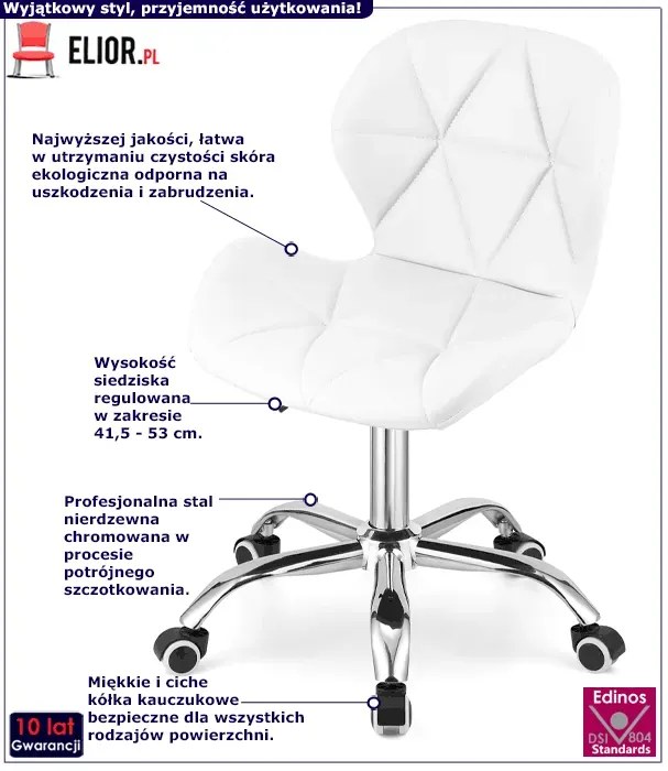 Krzesło do biurka białe - Infis 3X