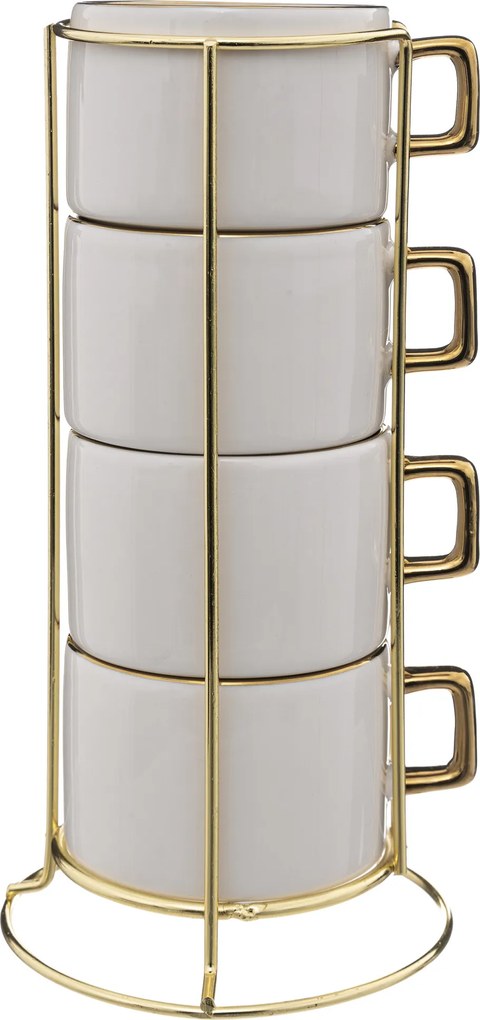 Filiżanki ceramiczne na stojaku ARYA, 170 ml, 4 sztuki