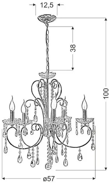 Żyrandol czarny z kryształami P6-C79