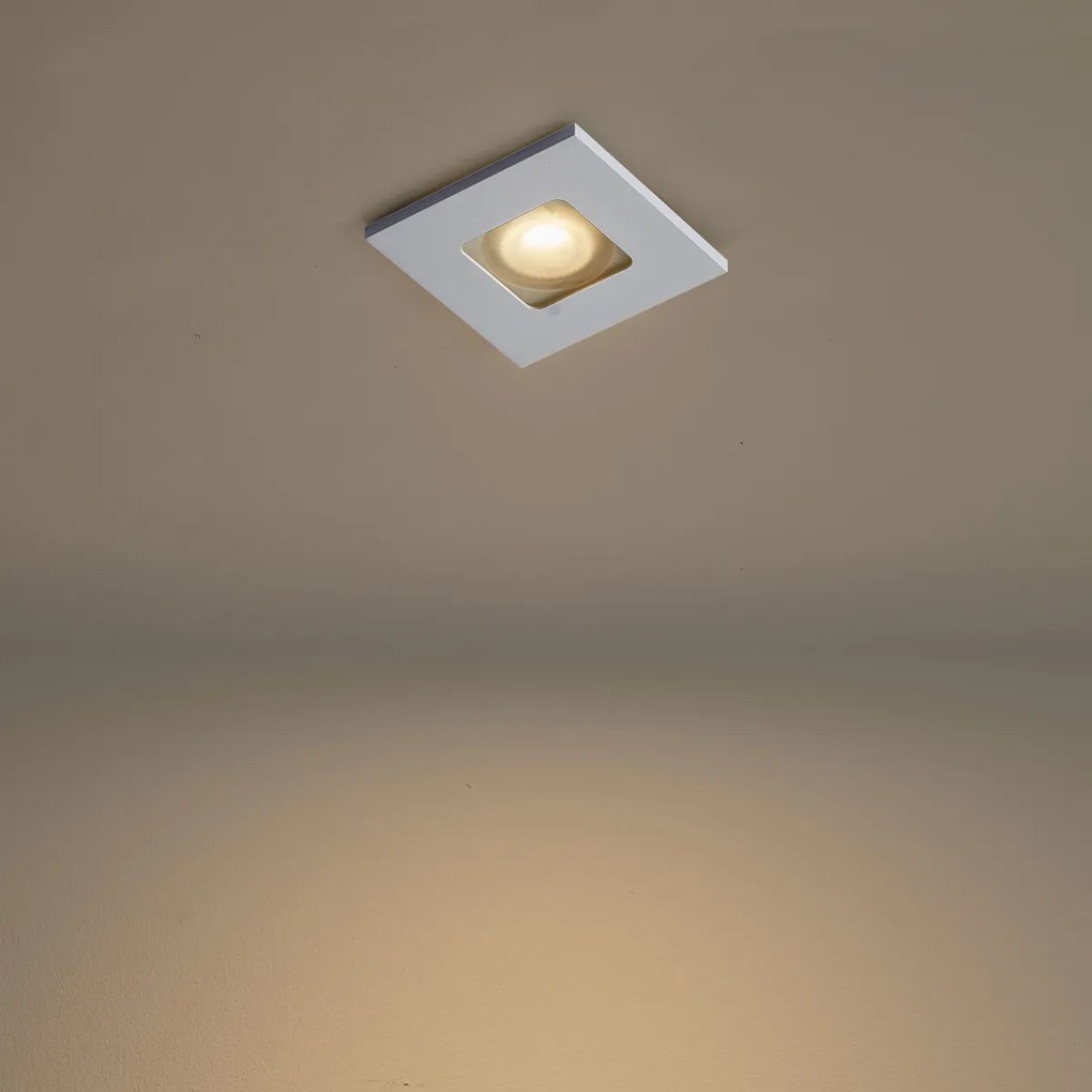 Zestaw 6 nowoczesnych reflektorów wpuszczanych kwadratowych białych IP44 - Qure