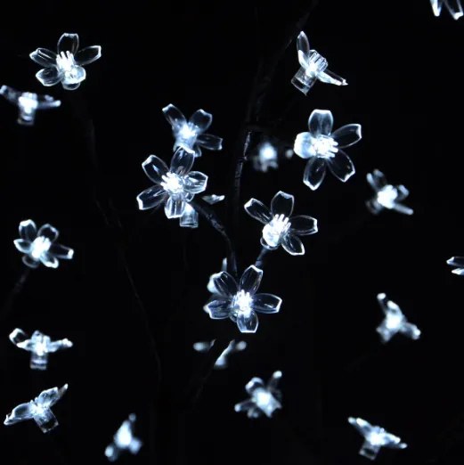 Dekoracyjne LED drzewo z kwiatami - 1,5 m, zimna biel