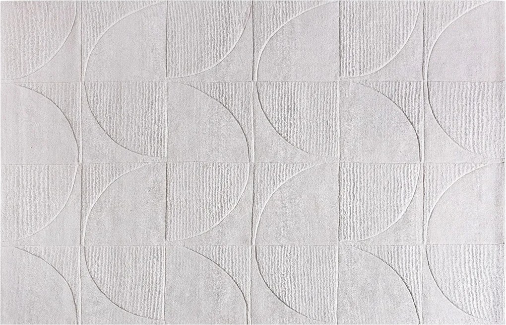 Dywan z wypukłym geometrycznym wzorem ręcznie tuftowany 100% wełny - 160 x 230 cm - Kość słoniowa - MILUNA