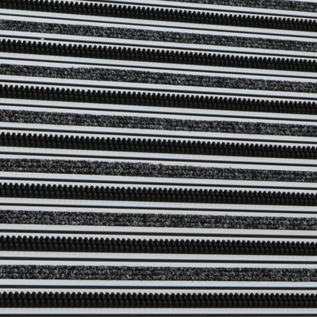 Aluminiowa mata czyszcząca ze szczotkami, wkładem dywanowym i listwą najazdową, 120 x 80 cm, czarna