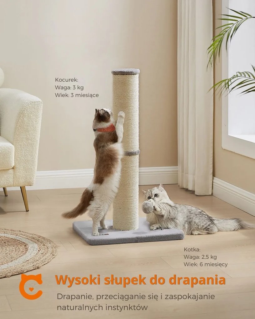 Drapak dla kota SIMBA, 50x40x85 cm, szary/beżowy Feandrea