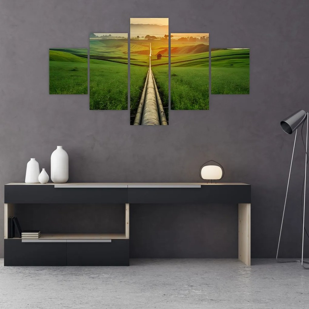 Obraz - Wschód słońca nad doliną (125x70 cm)