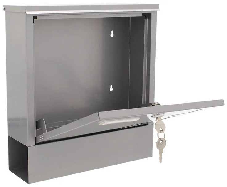 Skrzynka pocztowa LAGO, 330 x 305 x 97 mm, srebrna