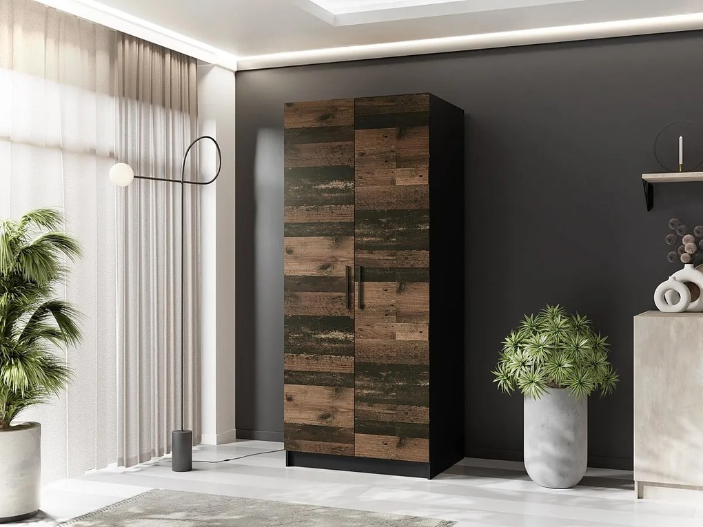 Szafa dwudrzwiowa GOLD 2D 78 czarny + oldstyle