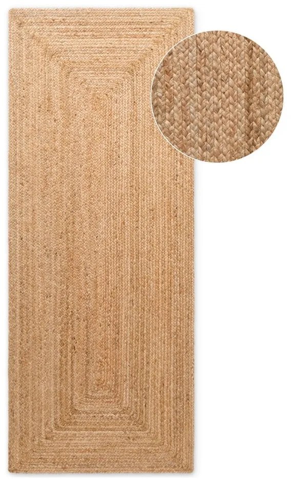 Chodnik z juty dwustronny/tkany ręcznie w naturalnym kolorze 80x200 cm Juno – Hanse Home