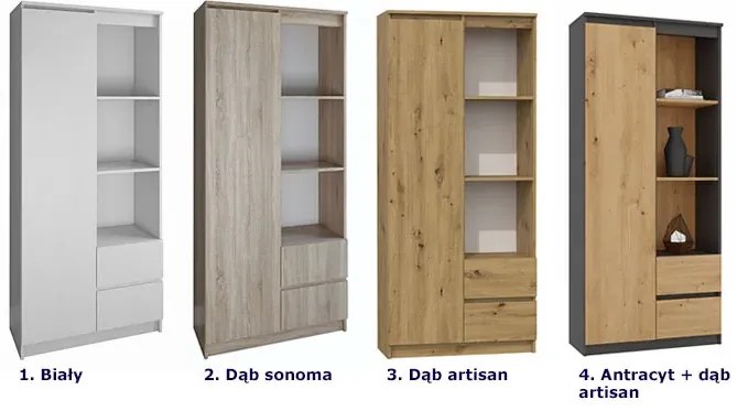 Wysoki Regał Nowoczesny Dąb Artisan D7-D22