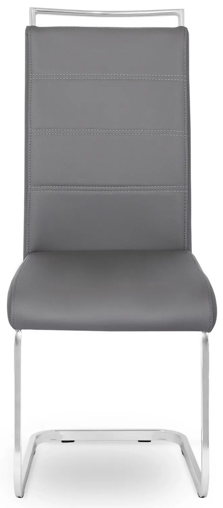 Krzesło Tapicerowane do Jadalni LOCA Szare Na Płozach Ekoskóra Nowoczesne
