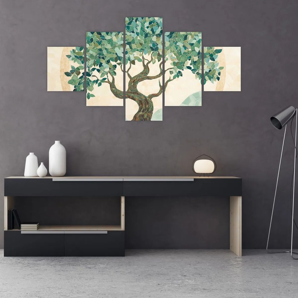 Obraz – Elegancka mozaika z drzewem (125x70 cm)
