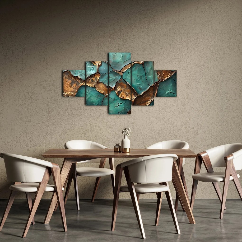 Obraz - Zielono-złoty obraz (125x70 cm)