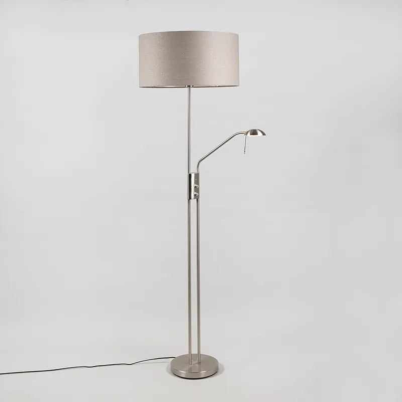 Lampa podłogowa ze stali i szarego klosza z regulowanym ramieniem do czytania - Luxor Nowoczesny Oswietlenie wewnetrzne