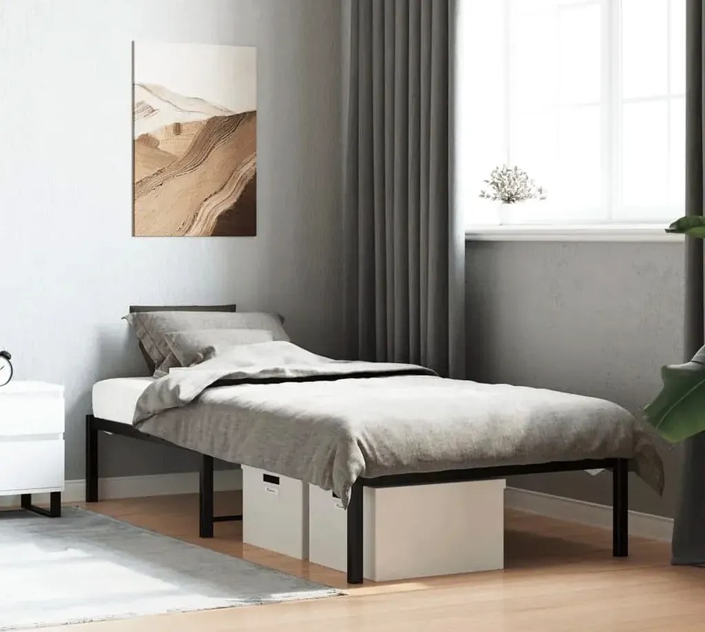 Czarne metalowe łóżko pojedyncze 100x200 cm E7-T88