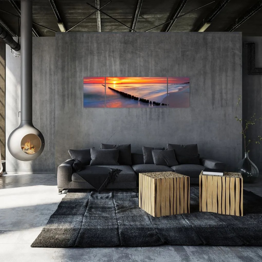 Obraz - Sunset, Baltic Sea, Poland (170x50 cm)
