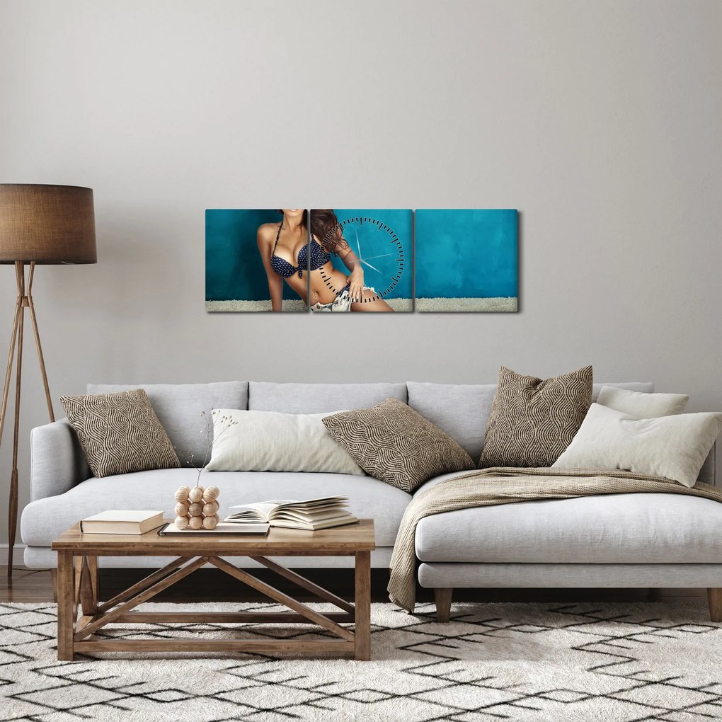 Obraz - Pozowanie kobiet (z zegarem) (90x30 cm)