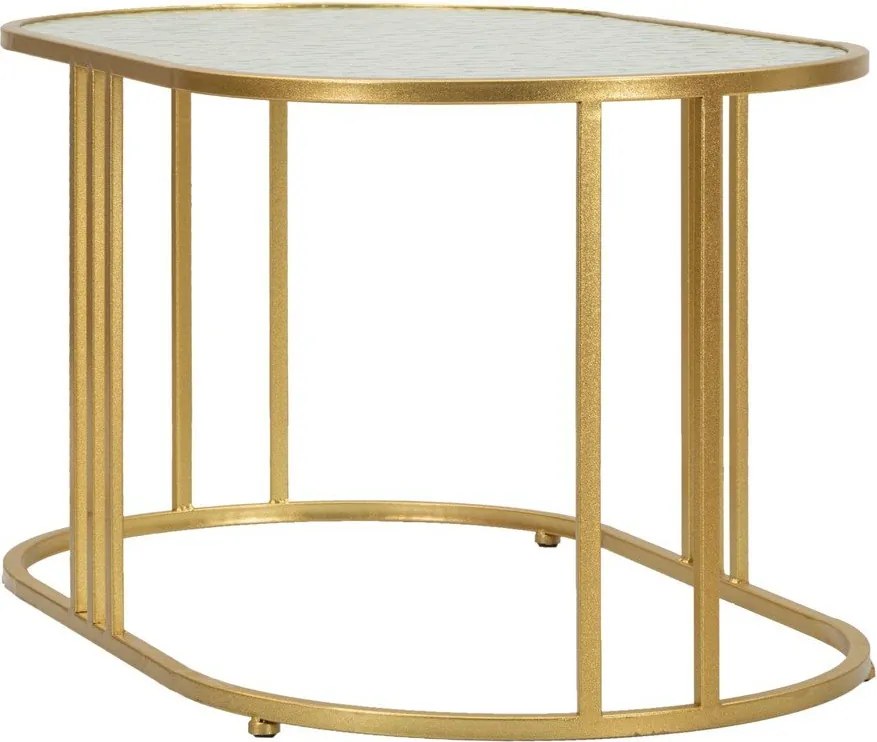 Stolik w biało-złotym kolorze ze szklanym blatem 50x90 cm Antalia – Mauro Ferretti