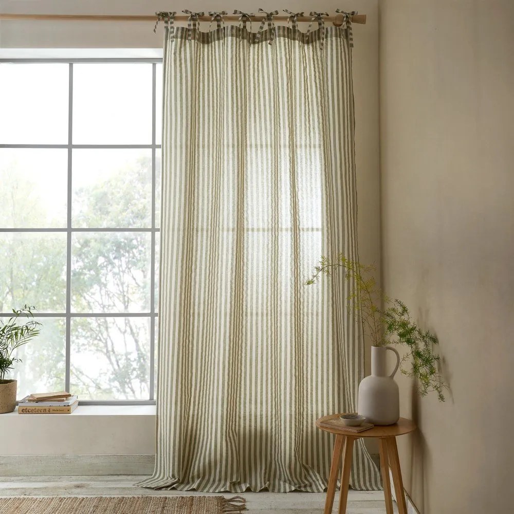 Zielona zasłona 140x183 cm Zanzibar Woven Stripe – Pineapple Elephant