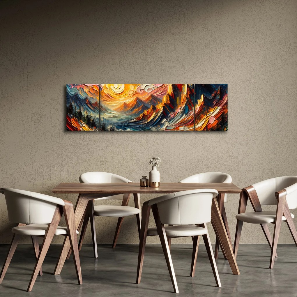 Obraz - Góry oświetlone słońcem (170x50 cm)