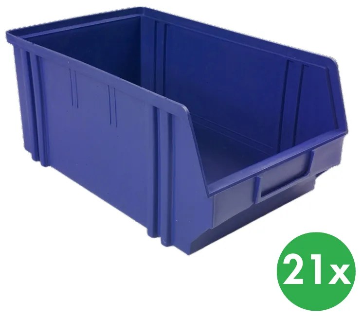 Plastikowe pojemniki BASIC, 205 x 335 x 149 mm, 21 szt., niebieske