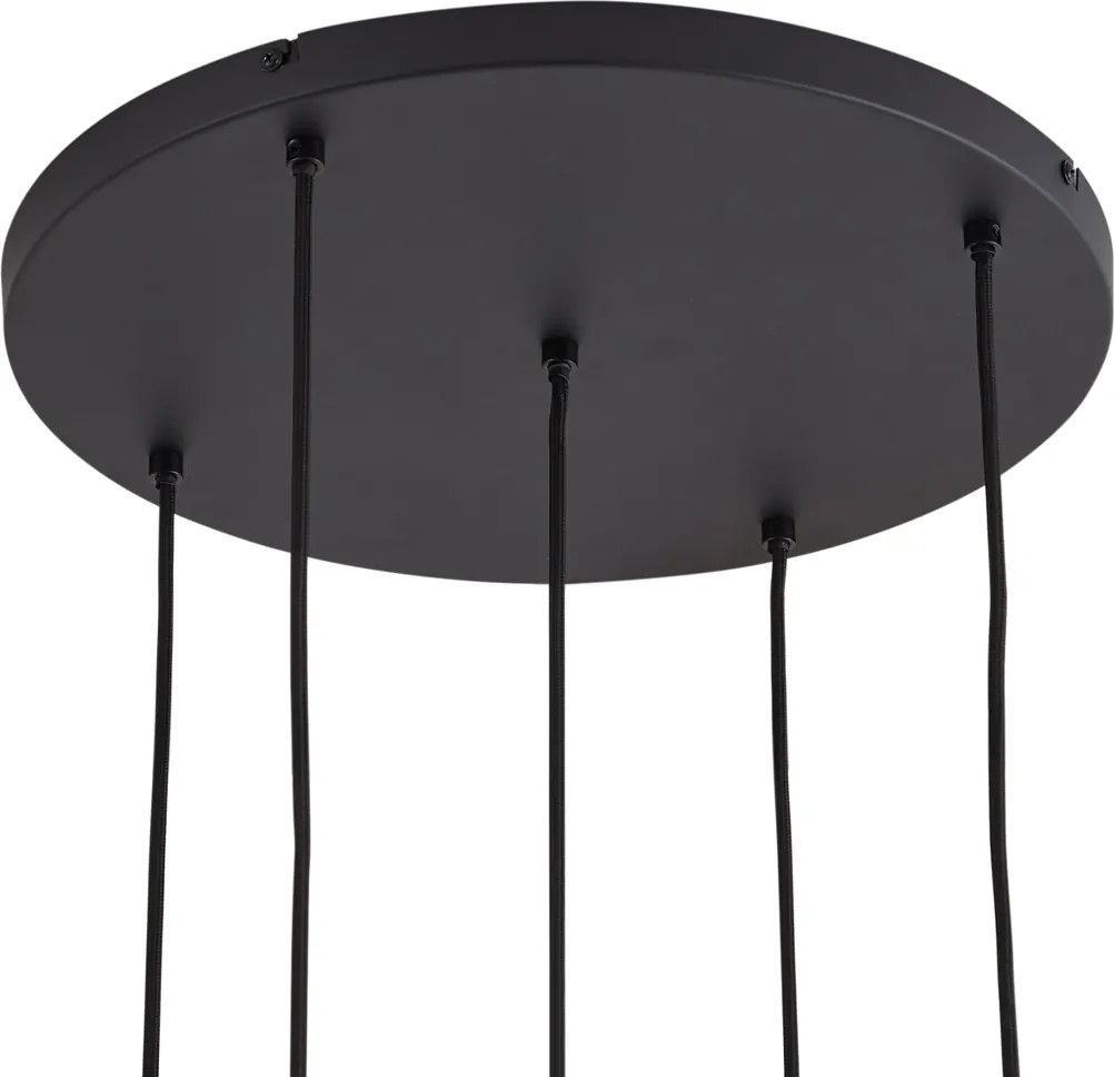Designerska lampa wisząca czarna z przydymionym szkłem 5-punktowa - Ana
