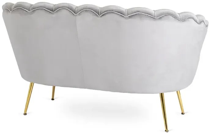 Szara welurowa sofa muszelka glamour - Deos