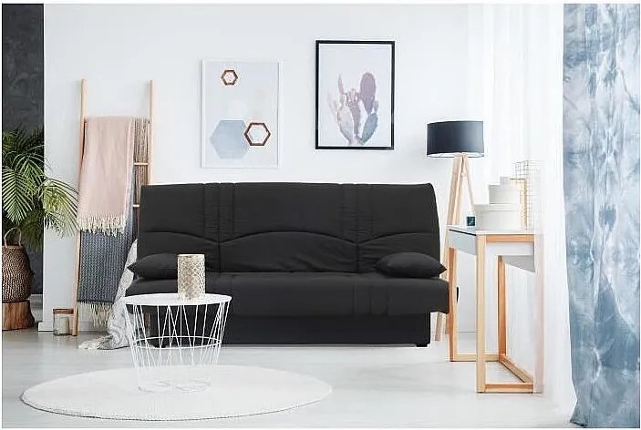 Kanapa rozkładana 3-osobowa w stylu nowoczesnym czarny - Materiał 100% bawełna - Metal - Twarda