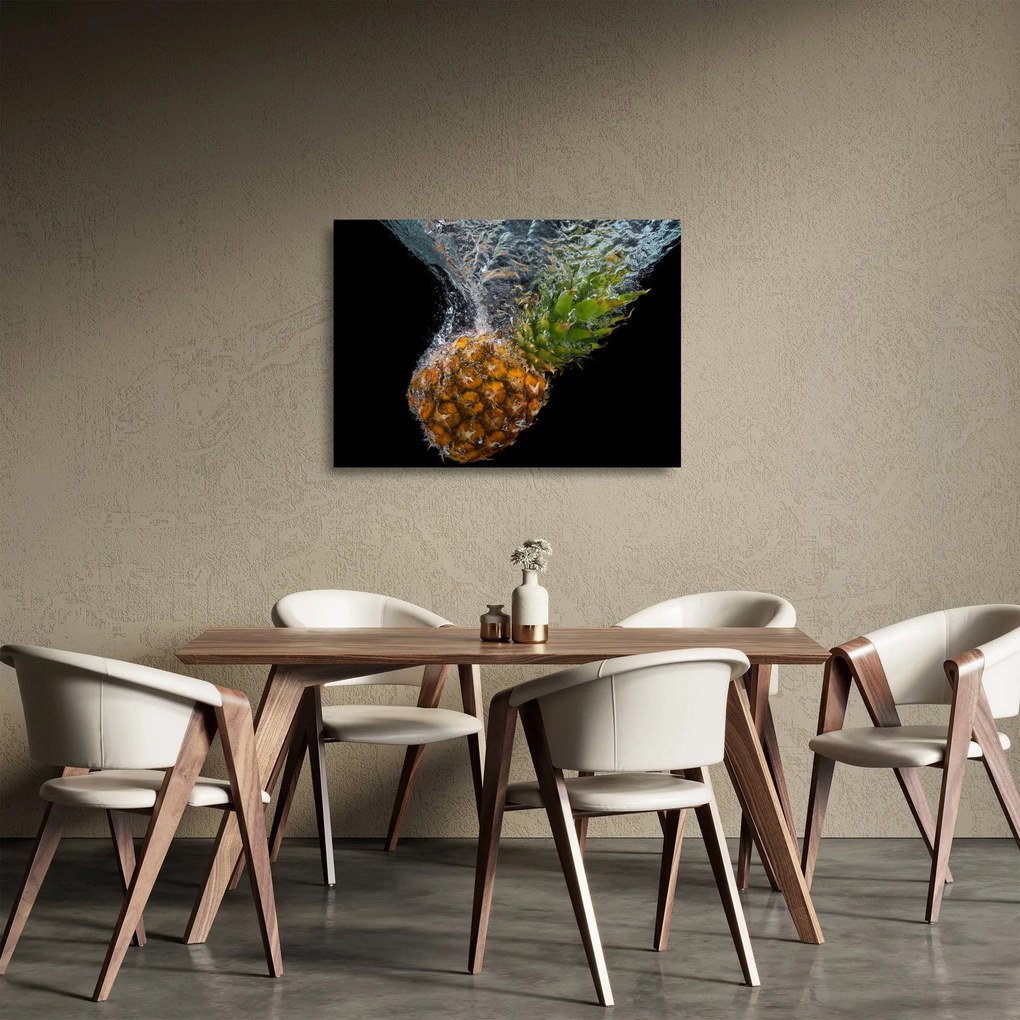 Obraz na szkle - ananas w wodzie (70x50 cm)