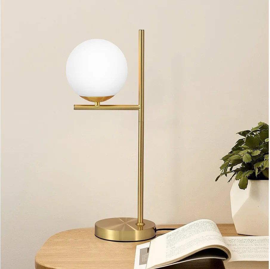 NETTLIFE nowoczesna lampka nocna do salonu - białe szkło przemysłowe gniazdo E27 z włącznikiem do sypialni gabinetu