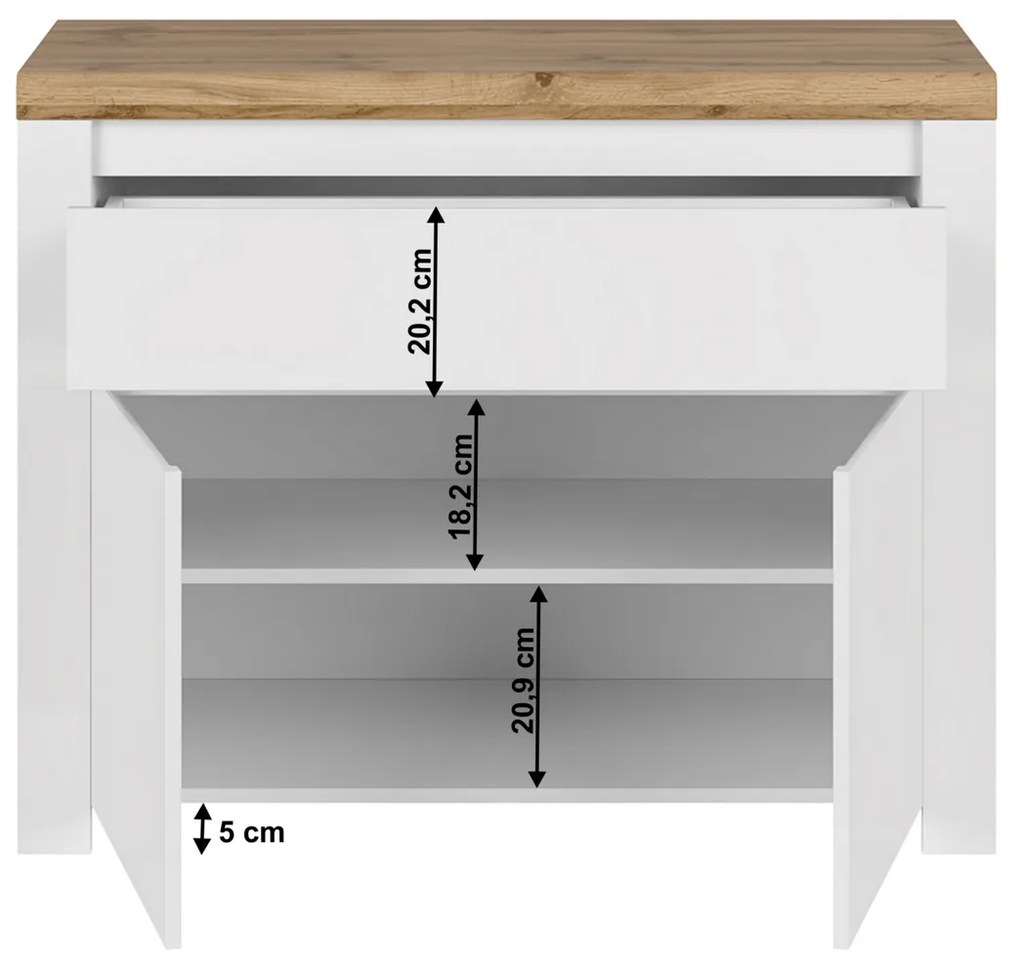 Szafka VILGO 2D1S, biały błyszczący